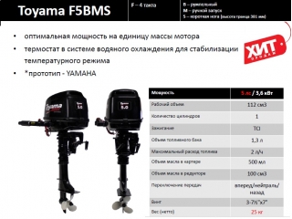 Лодочный мотор Toyama TM5FS-7 (F5BMS)